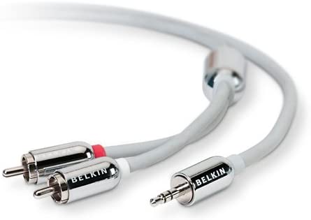Belkin F8V235-07GLD-AP Stereo-Mini Male to 2-RCA Male Audio Adapter Cable for iPod - 7'